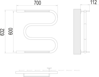 Полотенцесушитель Terminus М-образный с/п (1") 600х700
