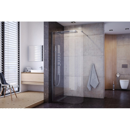 Стенка изогнутая walk-in Vidoq 85 см (хром) Стенка изогнутая walk-in Vidoq 85 см (хром)