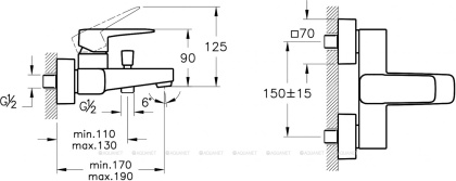 Смеситель Root Square для ванны/душа, медь Смеситель Root Square для ванны/душа, медь