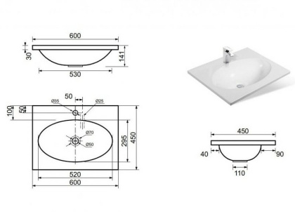 Раковина "Вегас 60" 600х450