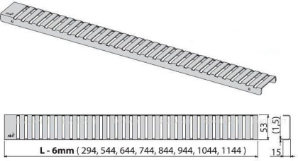 Решетка для водоотводящего желоба, нержавеющая сталь-глянец