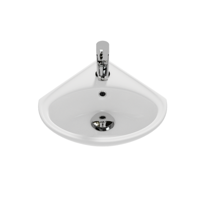 Подвесная, угловая раковина Sigma с отверстием под смеситель, размером 30 см.