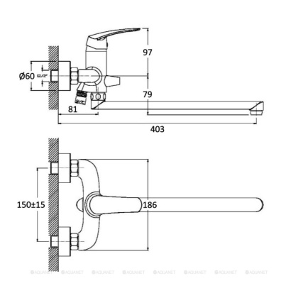 Смеситель для ванны/душа Orange Alfi M18-211cr Смеситель для ванны/душа Orange Alfi M18-211cr
