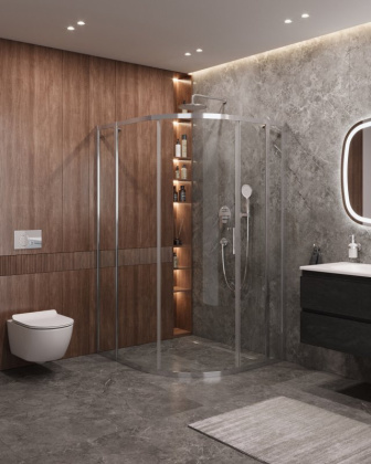 Душевой уголок MOLVENO-RH-11-120/110-P-Cr Условные размеры, мм:1200x1100x1950 Габариты с диапазоном регулировок, мм:(1180-1205)x(1080-1105)х1950 Ширина входа, мм:480 