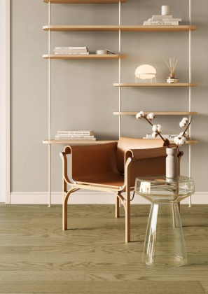 Кварцевый паркет QUARTZ PARQUET 1258-55 Дуб Флэт Уайт 400-1220*152*7мм, 1,2 мм, Браш, фаска, 5G