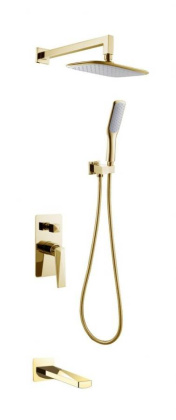 Смеситель встроенный с изливом + верхний душ + ручной душ ЗОЛОТО Смеситель встроенный с изливом + верхний душ + ручной душ ЗОЛОТО