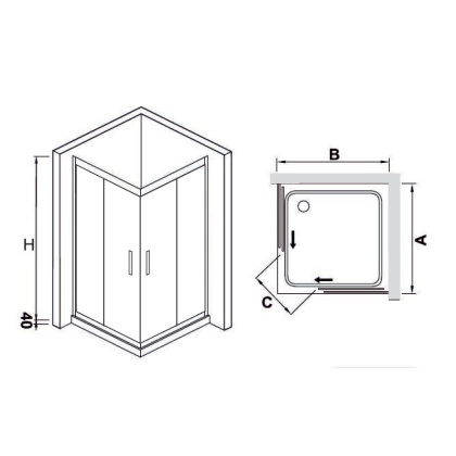 Душевой уголок RGW HO-311, 030631122-11, 120 х 120 x 195 см, дверь раздвижная, стекло прозрачное, хром