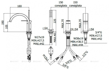Смеситель на борт ванны Paffoni Ringo RIN040LNO Смеситель на борт ванны Paffoni Ringo RIN040LNO