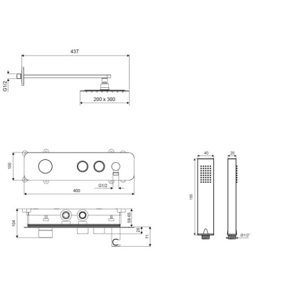 Система для душа скрытого монтажа EXCELLENT Krotos AREX.SET.8035CR (хром)