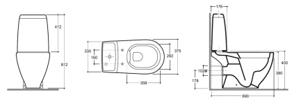Унитаз-компакт LAPARET Bianca с сиденьем микролифт белый с1