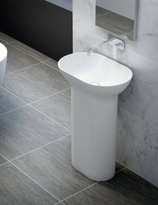 TITAN-ROUND-60-39-90-LVB-FS Напольная раковина из литьевого мрамора Цвет Белый 