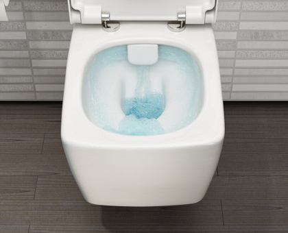 Подвесной безободковый унитаз Metropole Rim-Ex, с емкостью для чистящей жидкости