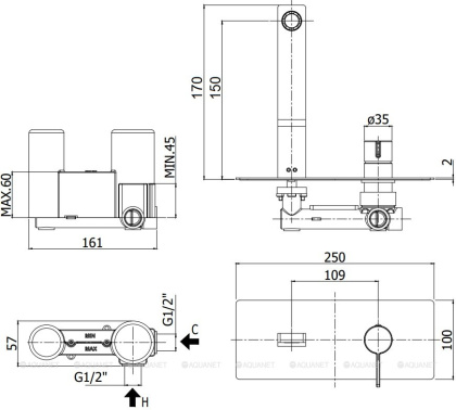 Смеситель для раковины Paffoni Rock RO104ST (с внутренней частью) Смеситель для раковины Paffoni Rock RO104ST (с внутренней частью)