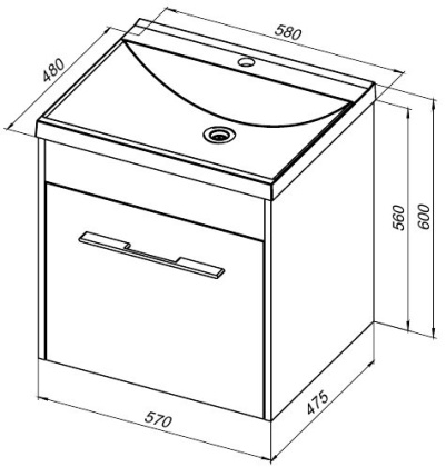 Тумба под раковину Aquanet Августа 58 белый (ручки хром)