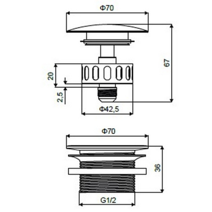 Пробка Click-clack для отдельностоящей ванны ARIN.2485.01WH (белая)