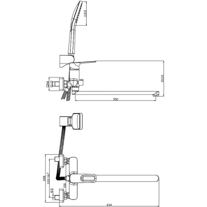 Смеситель Rossinka RS46-32 для ванны универсальный Смеситель Rossinka RS46-32 для ванны универсальный