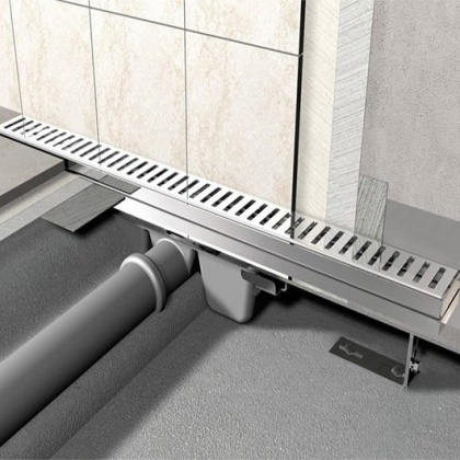 Водоотводящий желоб с порогами для перфорированной решетки