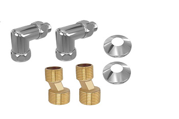 Комплект фитингов для нижнего подключения водяных полотенцесушителей типа лесенка Aquatek ( уголок со сгоном 3/4х1/2 - 2 шт + эксцентрик 3/4х1/2 - 2 шт + отражатель 3/4 - 2 шт), цвет хром Комплект фитингов для нижнего подключения водяных полотенцесушителей типа лесенка Aquatek ( уголок со сгоном 3/4х1/2 - 2 шт + эксцентрик 3/4х1/2 - 2 шт + отражатель 3/4 - 2 шт), цвет хром