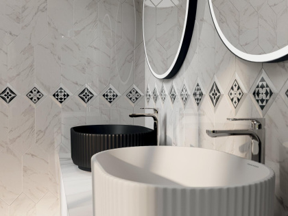 Плитка настенная 35006 Келуш Белый глянцевый (34см*14см*6,9мм) (9шт/0,709м2) Мрамор, м2