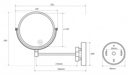 Косметическое зеркало без подсветки 365x265