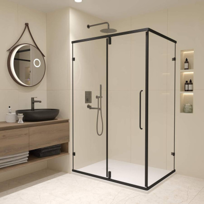 Душевой уголок  90* 70*185 RGW CL-46-B Прямоуг./Чёрный/Прозрачное/6 мм