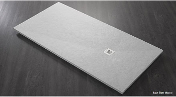 PLATO/BASE/NINETY/SLATE/ANG/BLANCO/90x90 Поддон радиусный из искусственного мрамора (акрон) с сифоном и решеткой из нерж. стали в комплекте Форма:R Цвет Blanco 