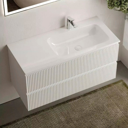 Тумба подвесная SANCOS Snob R правая 995х445х500, c двумя ящиками оснащенными доводчиками, Bianco , арт.SNR100RW Тумба подвесная SANCOS Snob R правая 995х445х500, c двумя ящиками оснащенными доводчиками, Bianco , арт.SNR100RW