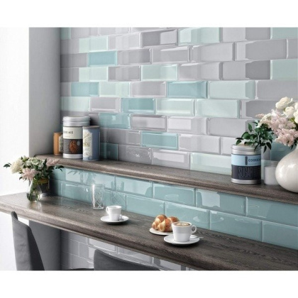 Плитка настенная 9014 Аккорд серый грань 8,5*28*5*9,2 (40шт/0,97м2), м2