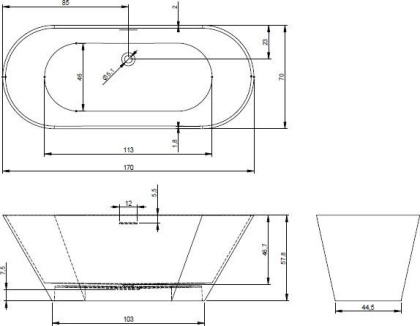 Овальная ванна из искусственного камня Riho Barcelona 170х70 белая BS0500500000000