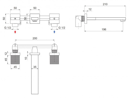 PRIZMA-BLI3-03/24 Смеситель для раковины встраиваемый на три отверстия, исполнение золото PRIZMA-BLI3-03/24 Смеситель для раковины встраиваемый на три отверстия, исполнение золото