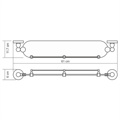Diemel K-2244 Полка стеклянная с бортиком Diemel K-2244 Полка стеклянная с бортиком