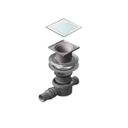 13000093 Точечный трап 150х150 мм Confluo Standard White Glass 1,белое стекло, с рамкой Исполнение: Хром 