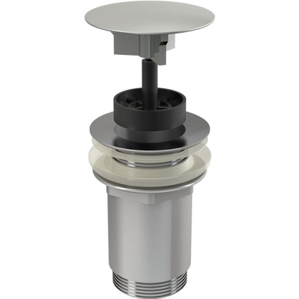 Донный клапан сифона для умывальника 5/4" цельнометаллический с большой заглушкой, для умывальников без перелива