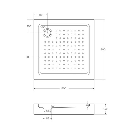 Акриловый поддон CEZARES TRAY-A-A-90-15-W0