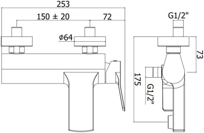 Смеситель для ванны с душем Paffoni Tilt TI022CR Смеситель для ванны с душем Paffoni Tilt TI022CR