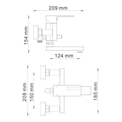 Alme 1501 Смеситель для ванны с коротким изливом Wasserkraft Alme 1501 Смеситель для ванны с коротким изливом Wasserkraft