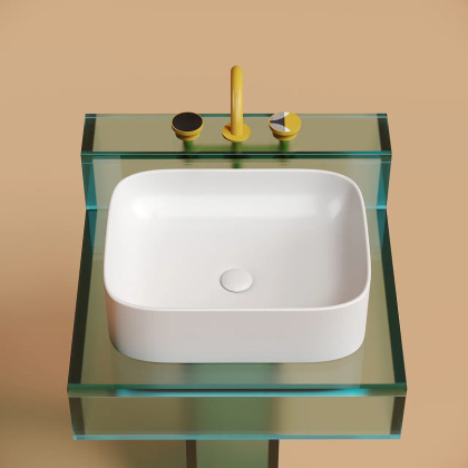 Умывальник чаша накладная прямоугольная (цвет Белый Матовый) Element 505*380*150мм