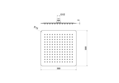 Квадратный верхний душ  300*300*2 мм AQUATEK, матовый черный AQ2074MB 