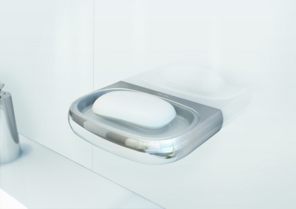 Стеклянная мыльница Sensation с настенным держателем, 15,6х2,8х11,3 см, хром, A3034200