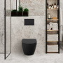 COLORATO Унитаз подвесной безободковый с креплением, чёрный матовый, BB062CHR-MB