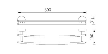 Полотенцедержатель RUSH Fiji двойной, 7х60х15 см, хром, FI18532