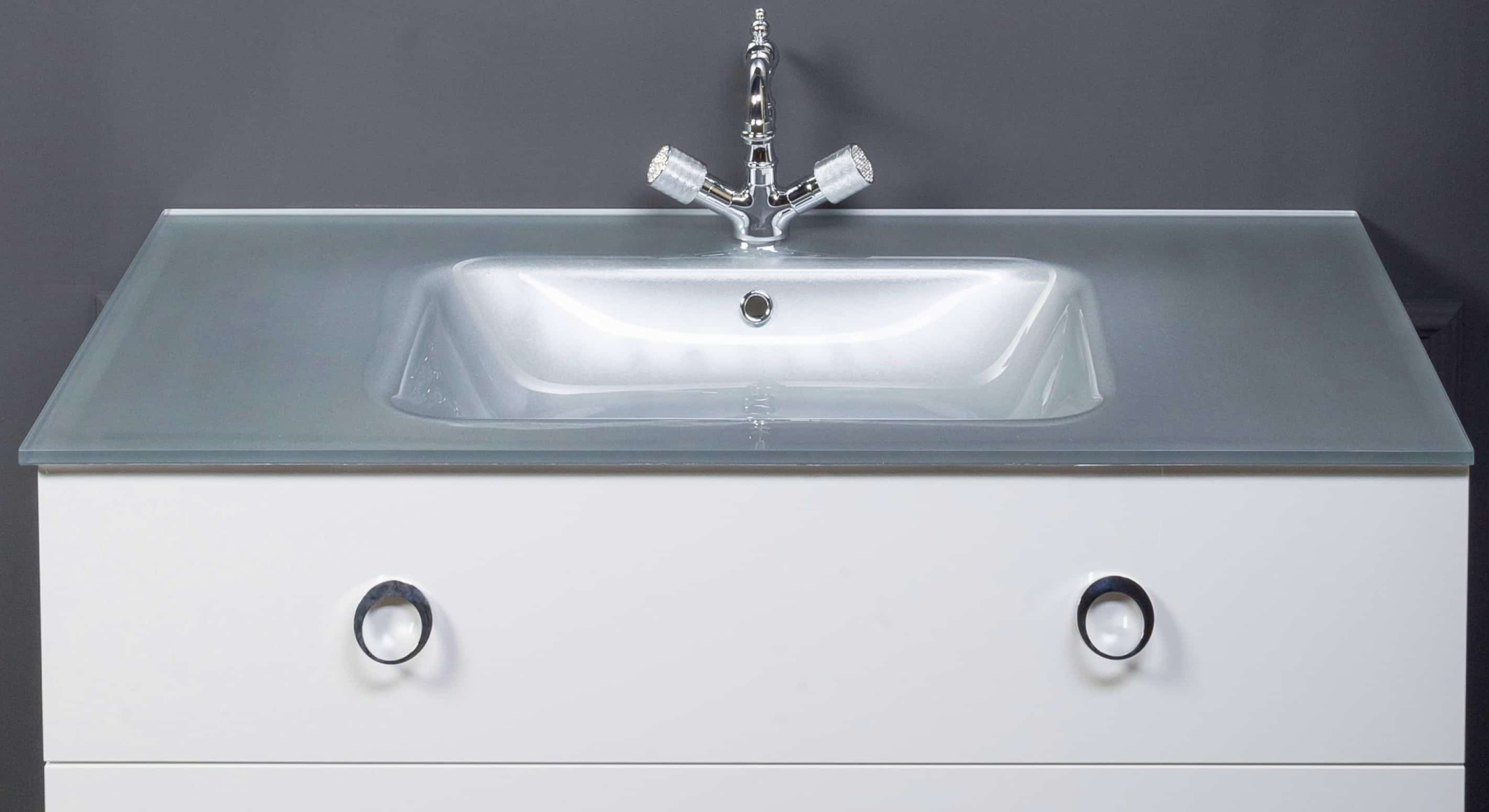 Столешница стекло 110см моноблок СЕРЕБРО