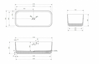Ванна из литьевого мрамора Abber Stein 170х75 AS9663Violett