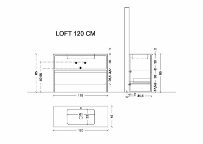 Ящик под консоль LOFT 120 белый, 1 полка 894-120-W Boheme