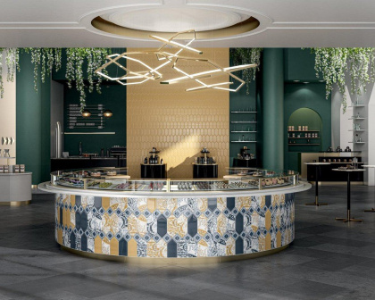 Декор HGD\B514\35000 Portugal желтый/оранжевый/белый (34см*14см*6,9мм) (10шт/0,374м2) глянец, шт