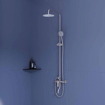 Душевая стойка RGW SP-24-S Сатин Головной душ/Смеситель (Ручной душ.Шланг 1,5 м.)