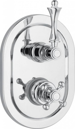 MARGOT-VDIM2-T-03/24-Bi Встраиваемый термостатический смеситель на 2 выхода, с девиатором Исполнение: Золото 24 карат, Ручки: Белая 