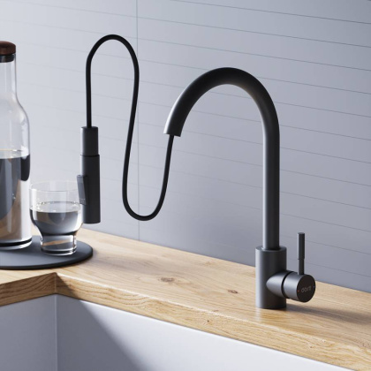 D3007522 Logic Кухонный смеситель  с вытягивающимся изливом, черный D3007522 Logic Кухонный смеситель  с вытягивающимся изливом, черный