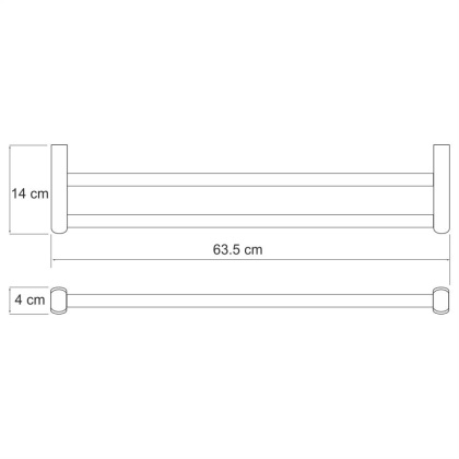 Держатель полотенец двойной Berkel, 63,5х4х14 см, хром, K-6840