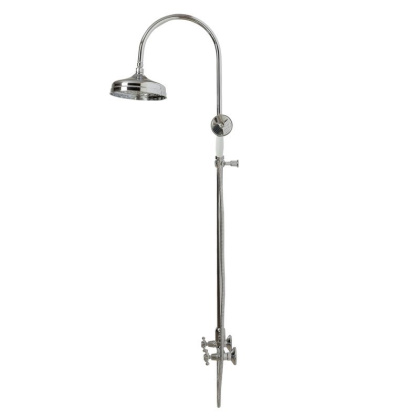 GOLF-CD-01-Bi Душевая колонна со смесителем, верхним и ручным душем, цвет хром, ручка ручного душа белыя